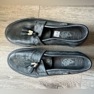 Vans Black Pleather Loafers